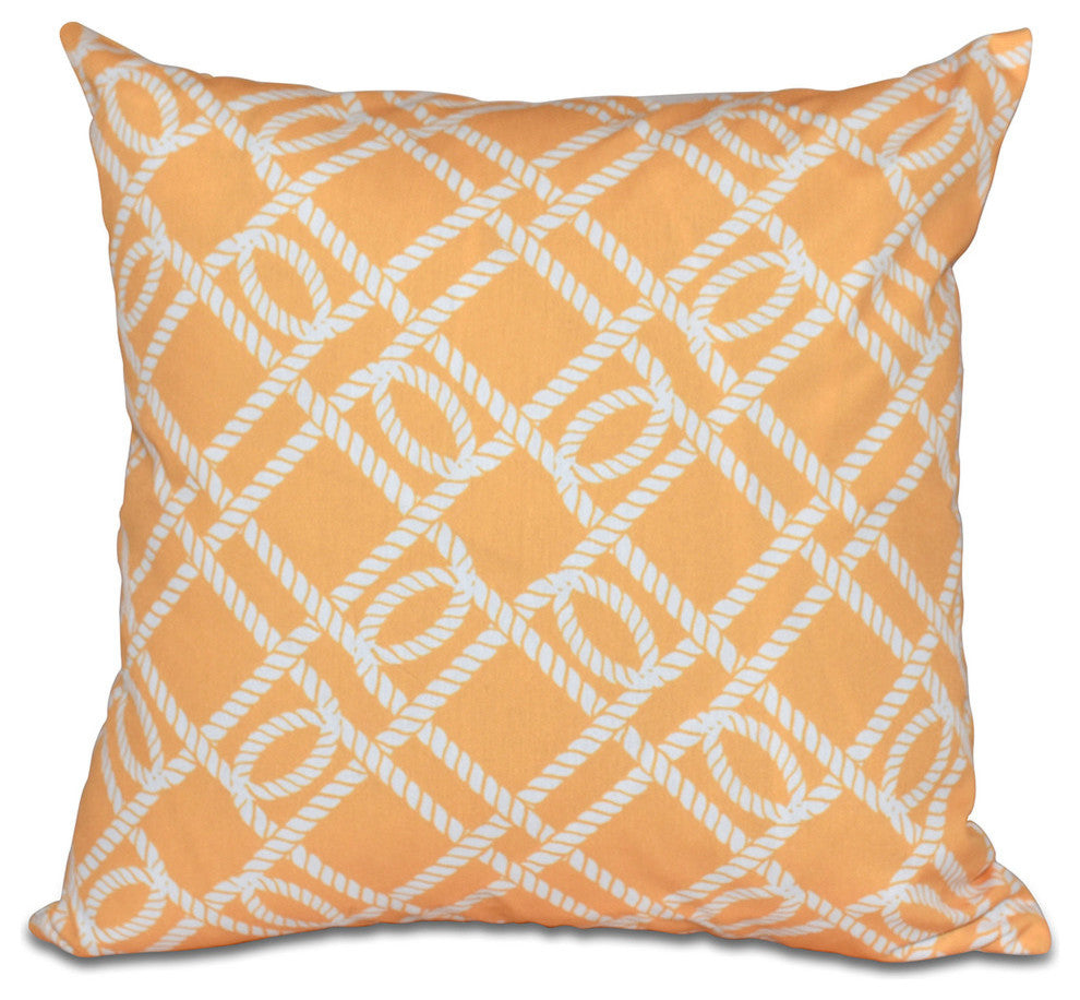 Know The Ropes, Geometric Print Pillow, Yellow, 16"x16"