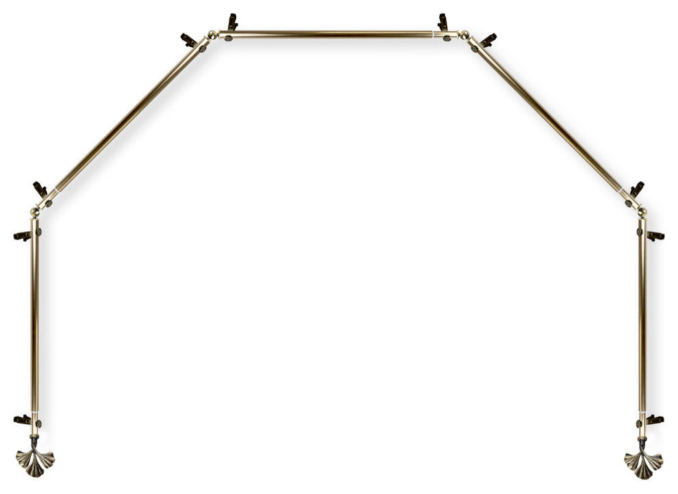 Florence 13/16" 5-Sided Bay Window Curtain Rod, Antique Brass