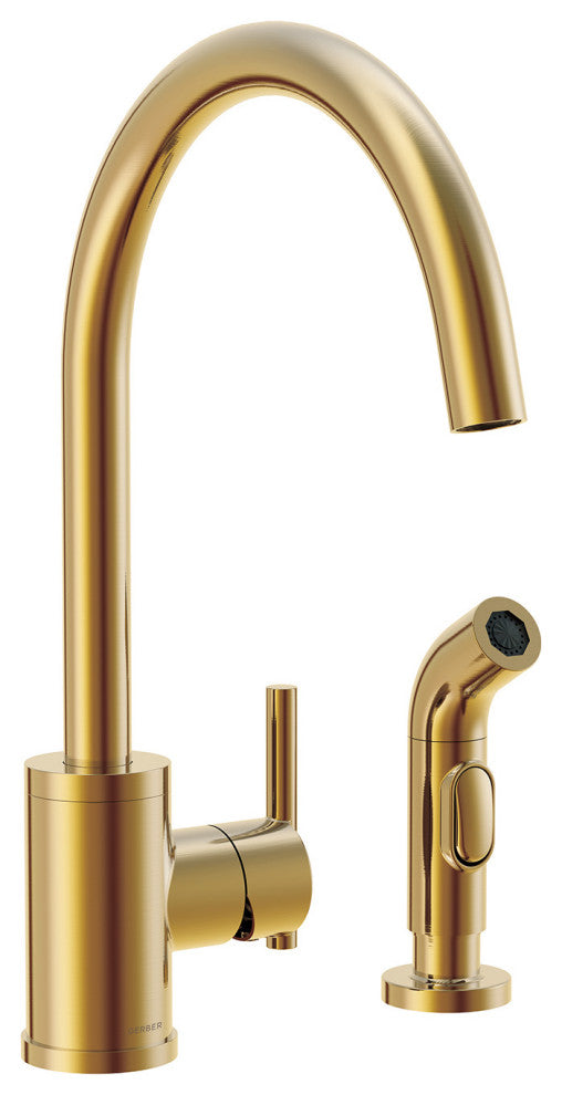 Parma Single Handle Kitchen Faucet w/ Spray, Brushed Bronze