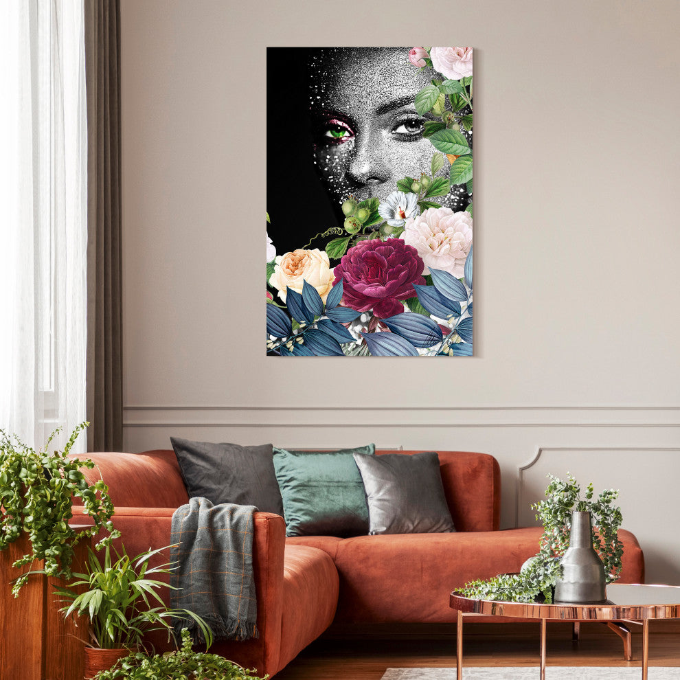 "Earth Goddess I" Frameless Free Floating Tempered Glass Panel Graphic Wall Art