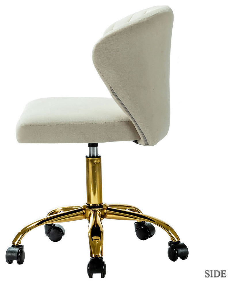 Swivel Task Chair With Tufted Back, Tan