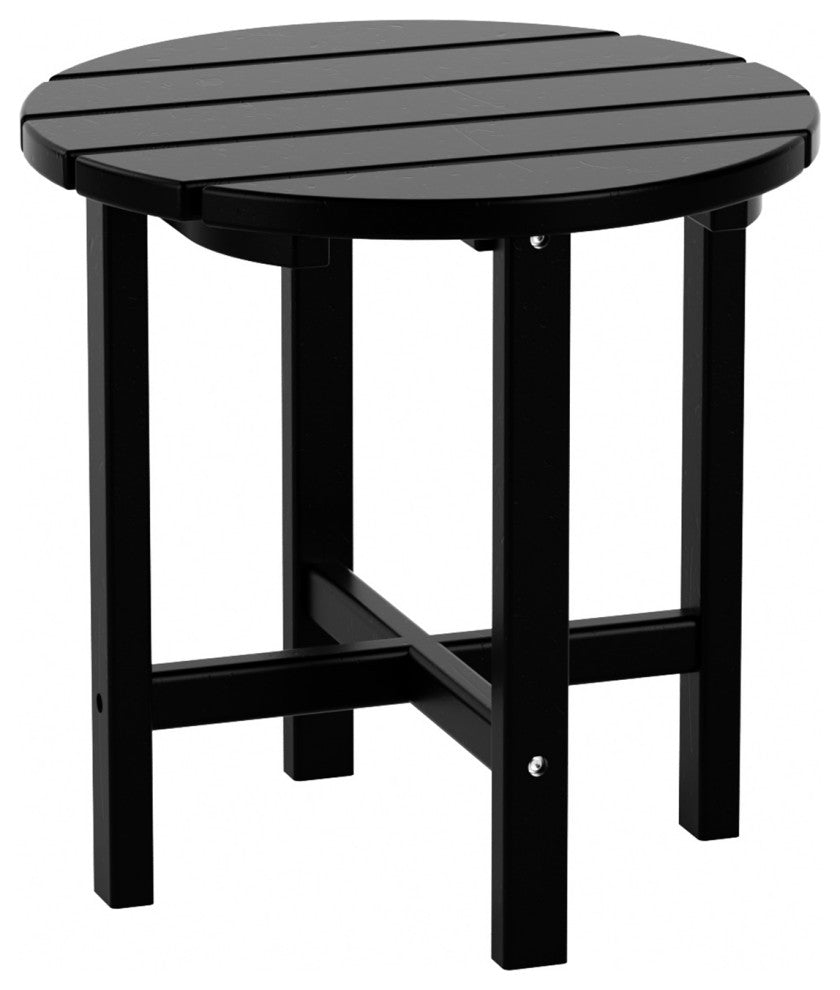 WestinTrends 3PC Outdoor Patio Poly Lumber Adirondack Chairs w/ Side Table Set, Black