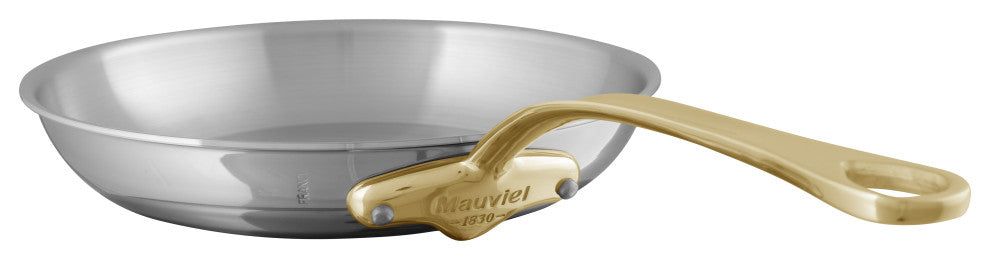 Mauviel M'Cook B Stainless Steel Round Frying Pan With Brass Handle, 11-in