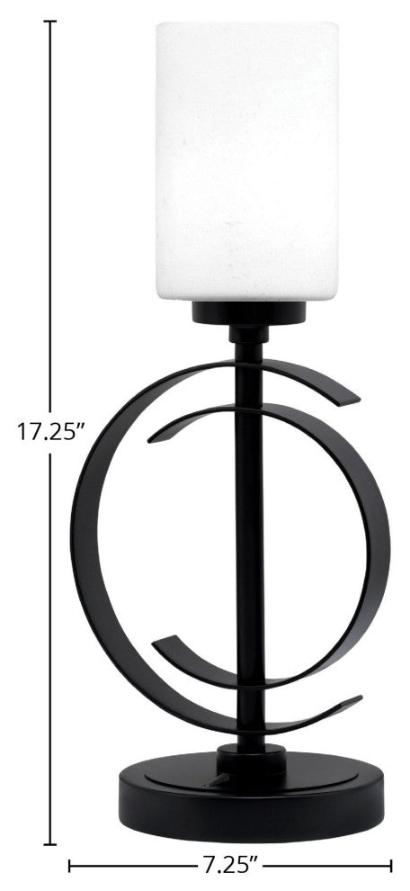 1-Light Table Lamp, Matte Black Finish, 4" White Muslin Glass