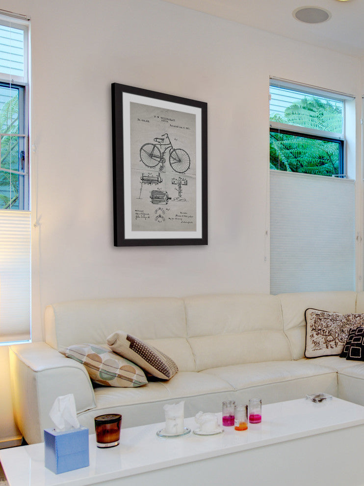 "Bicycle 1891 Old Paper" Framed Painting Print