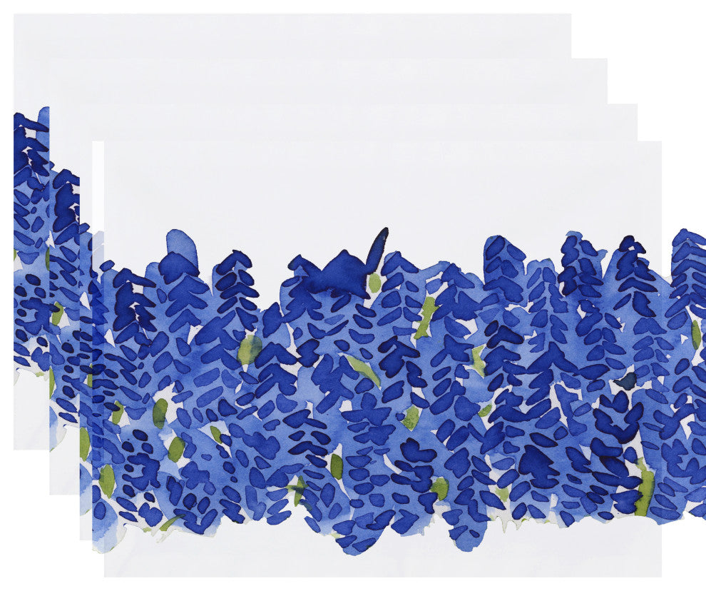 Flower Bell Bunch Floral Print Placemats, Set of 4, Blue, 18"x14"