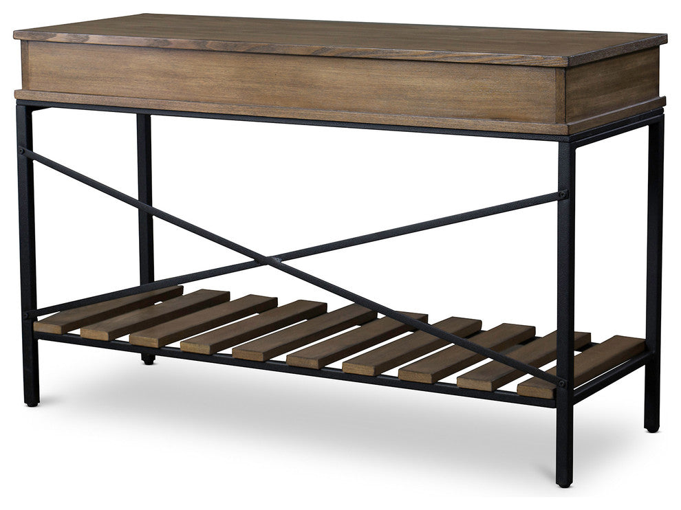Newcastle Wood and Metal Console Table, Criss-Cross