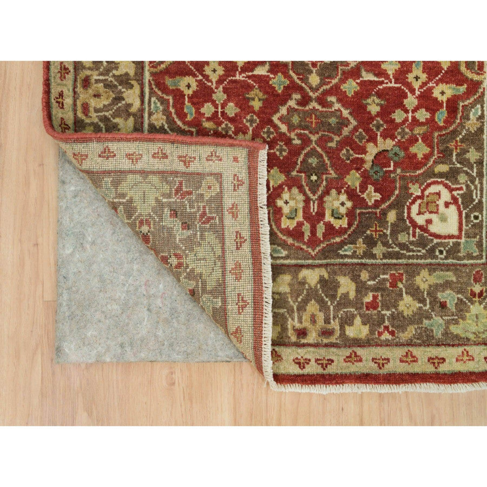 Cherry Red All Wool Haji Jalili Design Hand Knotted XL Runner Rug, 2'7"x22'