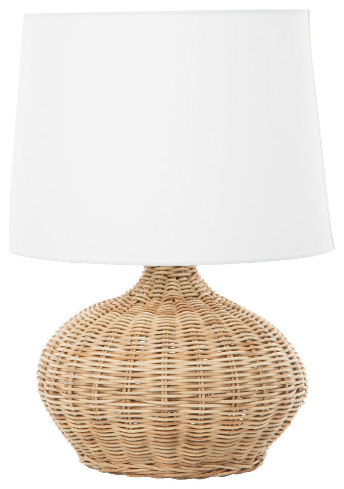 Modern Wicker Table Lamp With White Shade