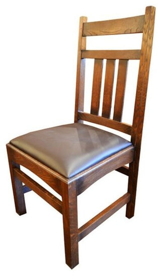 Mission Oak & Leather Dining Chair Set of 2