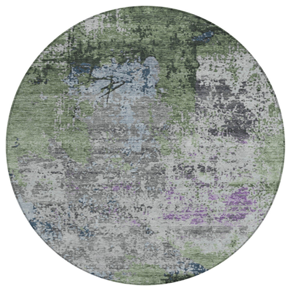 Machine Washable Indoor/Outdoor Chantille ACN1911 Fern 8' x 8' Round Rug