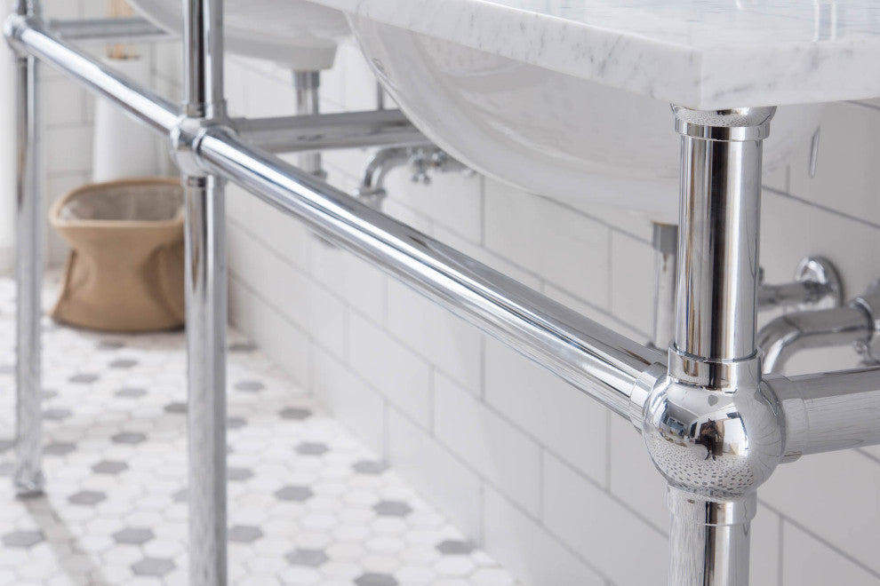 Embassy 72" Wide Double Wash Stand, P-Trap, Countertop With Basin, Faucet