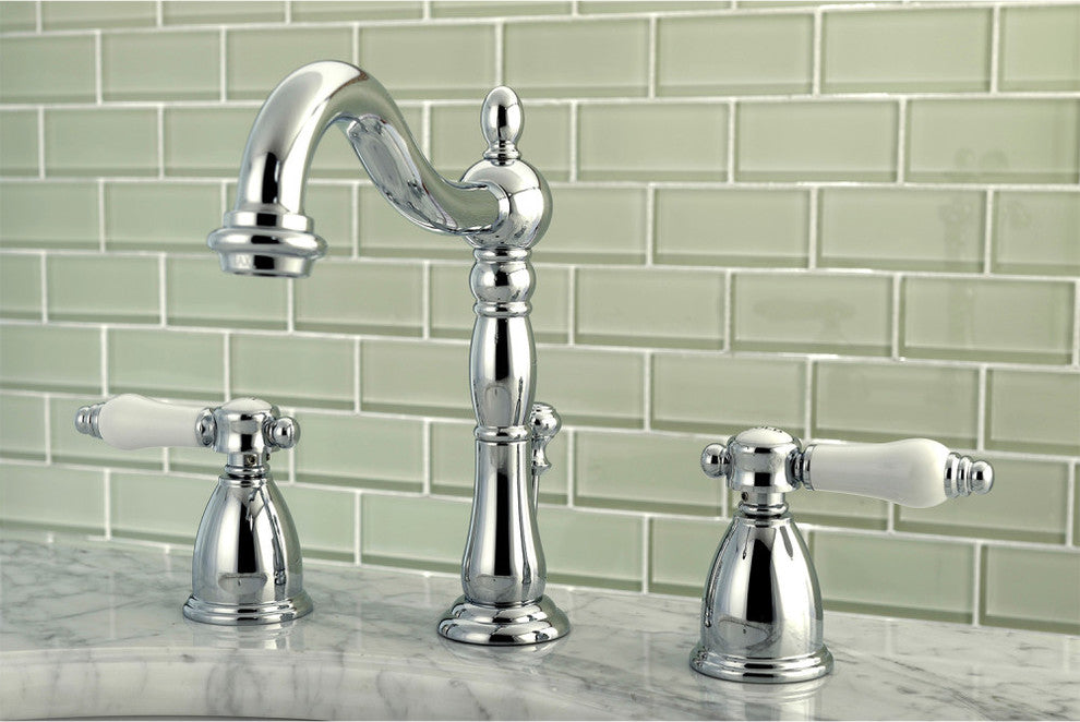 Kingston Brass Widespread Bathroom Faucet With Retail Pop-Up, Polished Chrome