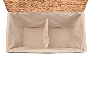 Sawyer Handwoven Hyacinth 2-Section Collapsible Laundry Hamper, Washable Liner