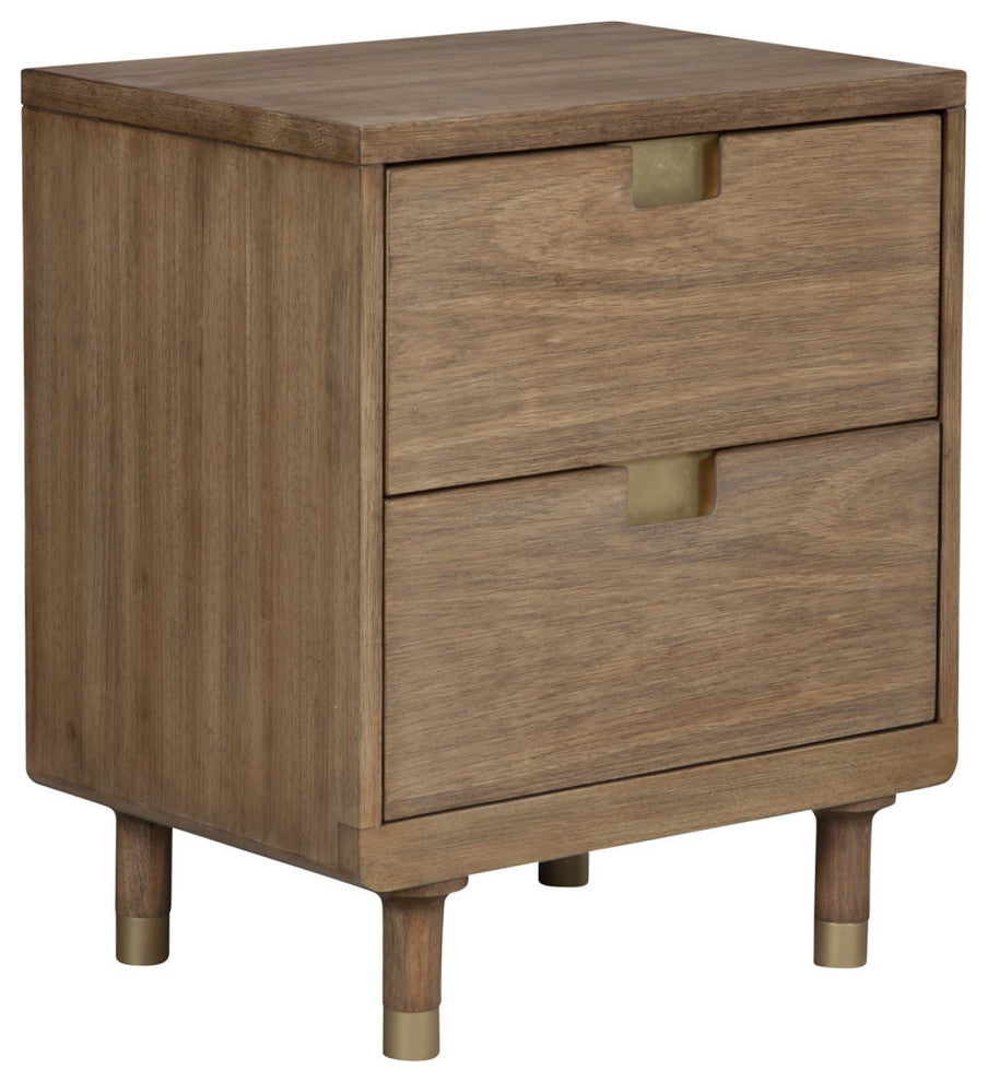 Sandy Brown and Gold 2 Drawer Nightstand