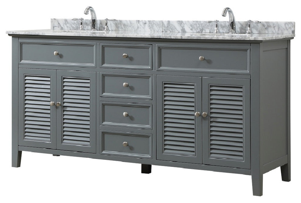 70" Shutter Bath Vanity, Gray