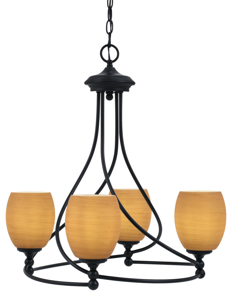 Capri 4-Light Chandelier, Matte Black/Cayenne Linen