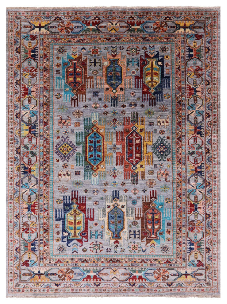 6' 11" X 9' 3" Tribal Fine Serapi Hand-Knotted Wool Rug - Q12497