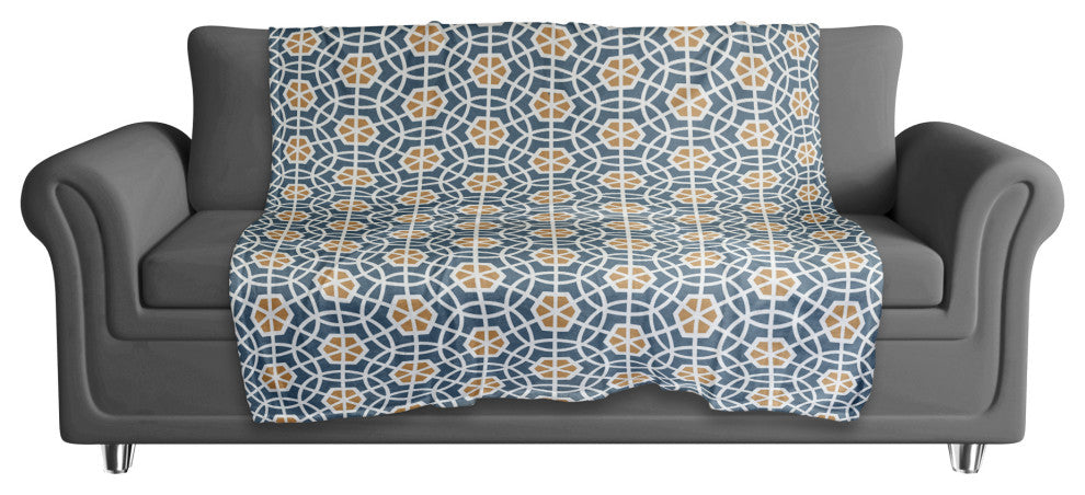 Blue and Yellow Circle Hex 50x60 Coral Fleece Blanket