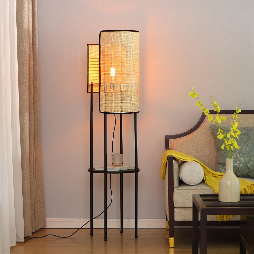 Vidalite Mazal, Boho Bamboo Wicker Floor Lamp