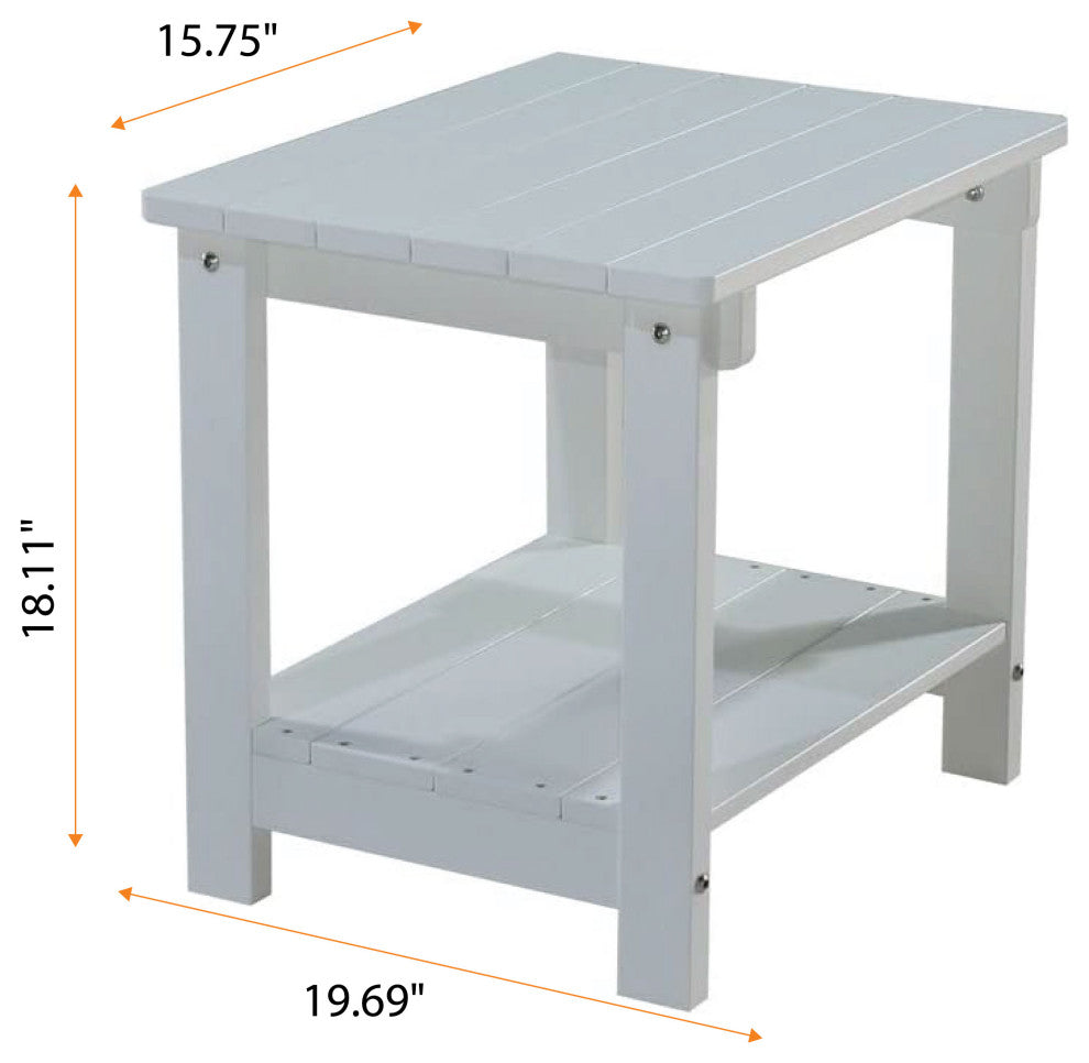 Orlando Plastic Wood End Table, White