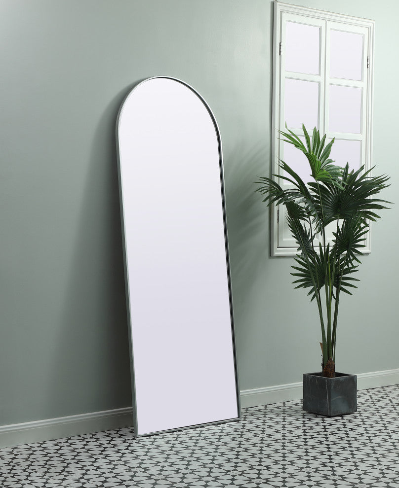 Metal Frame Arch Full Length Mirror 28X74 Inch, Silver