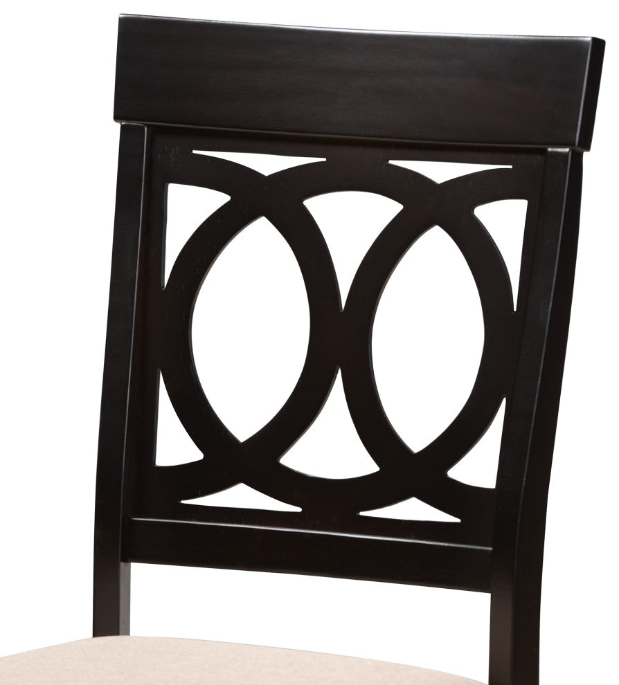 Jemina 5-Piece Dining Set, Beige/Dark Brown