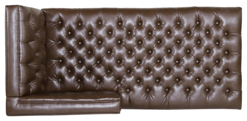 Bluffton Contemporary Tufted One Armed Chaise Lounge, Dark Brown + Silver