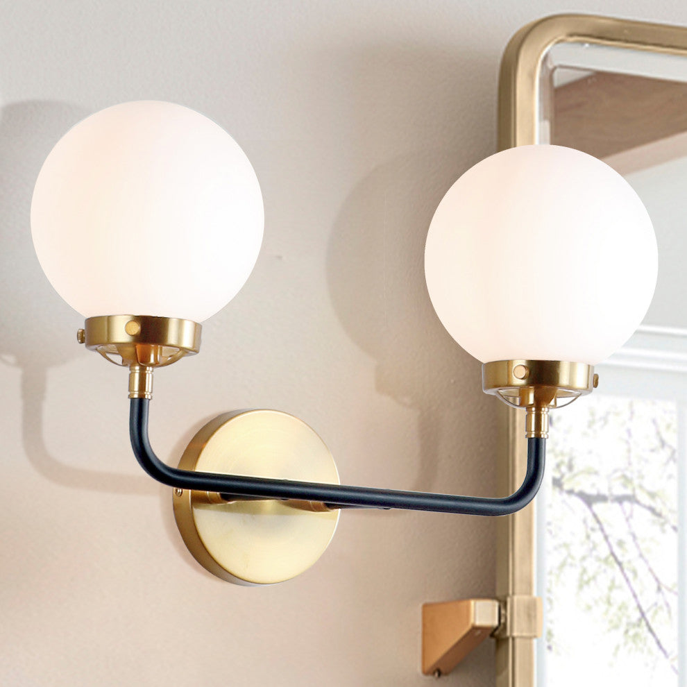 Caleb 1-Light Brass Wall Sconce, Brass Gold / Black, 2 - Light(s)
