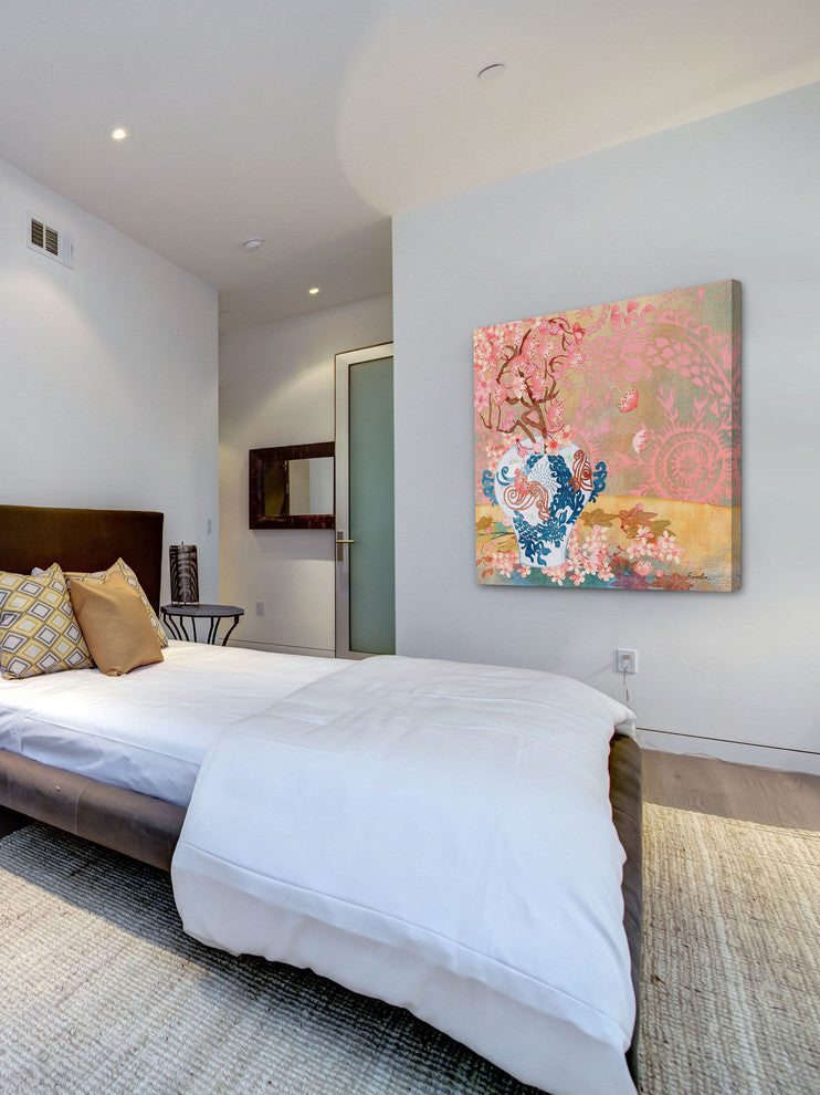 "Chinese Blue Vase I" Painting Print on Canvas by Evelia