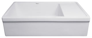 Whitehaus WHQD540-M-WHITE Large Fireclay Kitchen Sink, Matte White