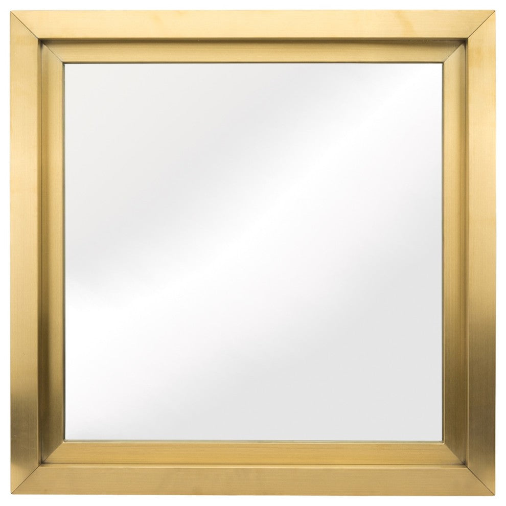 Glam Stainless Steel Wall Mirror, Brushed Gold, 36"x36"