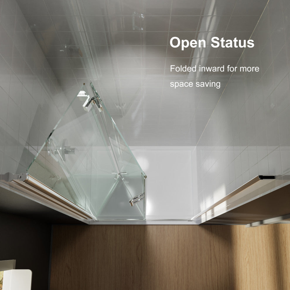 32" W x 72" H Semi-Frameless Bi-Fold Shower Door, Chrome