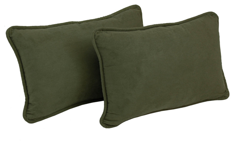 20"X12" Double-Corded Microsuede Back Support Pillows Set of 2, Hunter Green