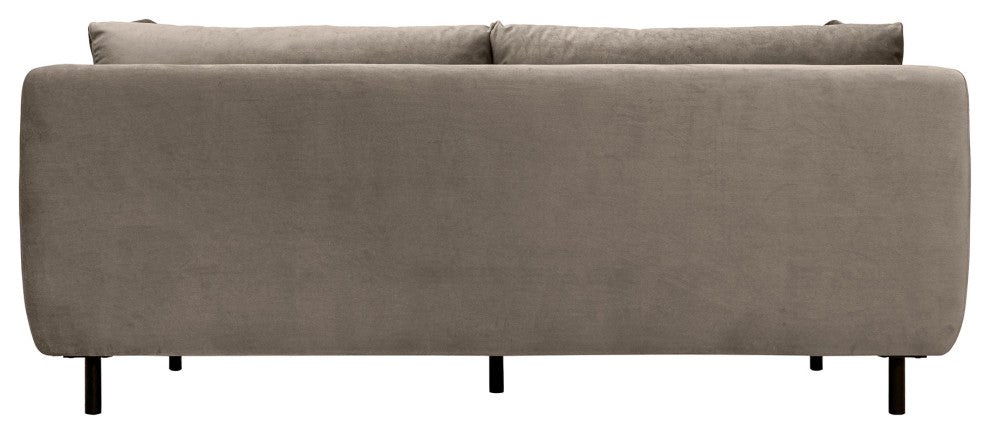 Serenity 79" Fossil Gray Velvet Sofa with Black Metal Legs
