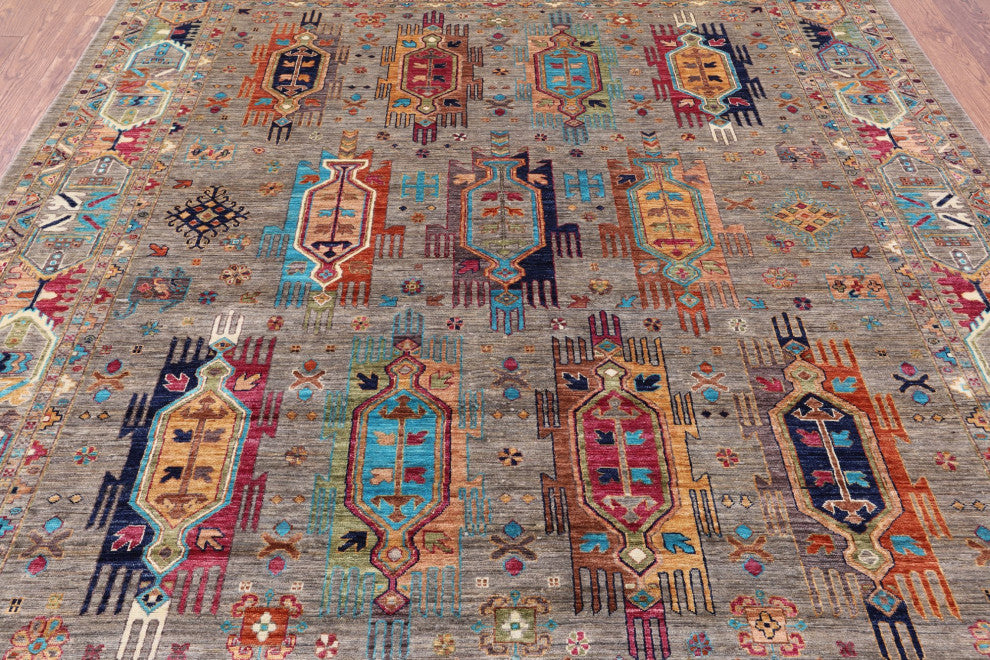 8' 2" X 9' 8" Tribal Fine Serapi Handmade Wool Rug - Q12395