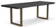 Brooks Dining Table, Ebonized, Brass, 40"x116", U-Base