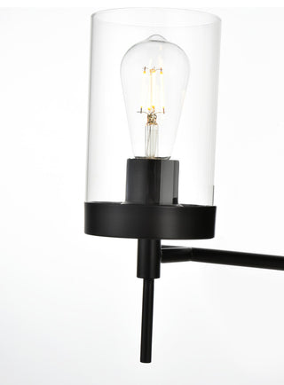 4 Light Black And Clear Bath Sconce
