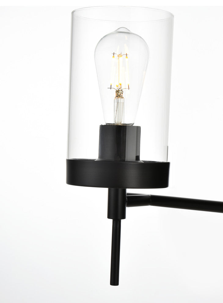 4 Light Black And Clear Bath Sconce