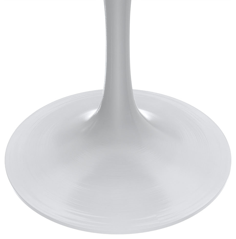 27 Round Dining Table, White Base with Sintered Stone Black Top