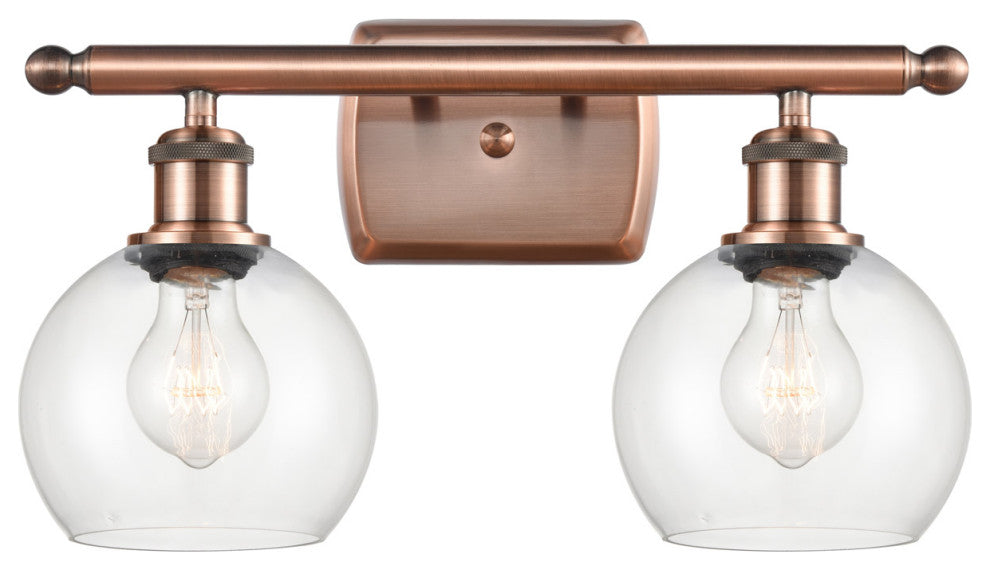 Innovations 516-2W-AC-G122-6-LED 2 Light Bath Vanity Light, Antique Copper