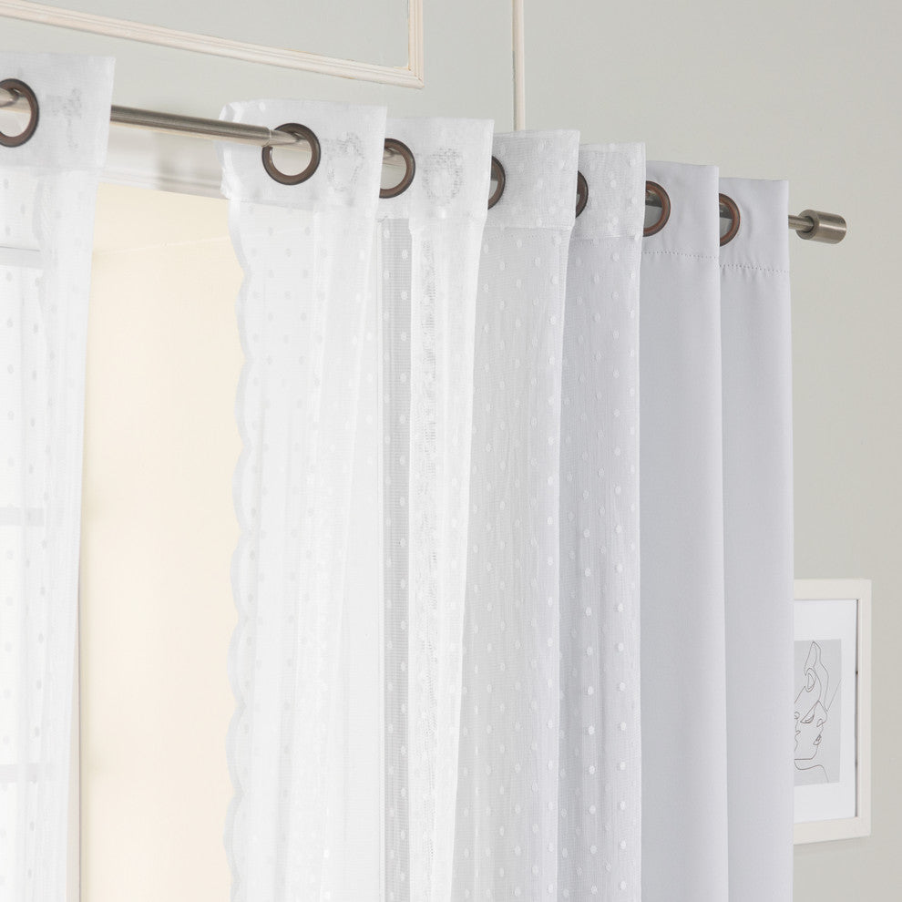 Sheer Pretty Dot and Blackout Curtains, Vapor, 52"x84"