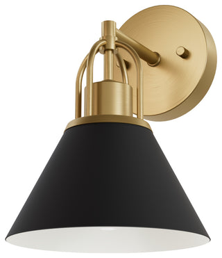 Carrington Isle Flat Matte Black and Luxe Gold 1 Light Sconce Wall Light Fixture