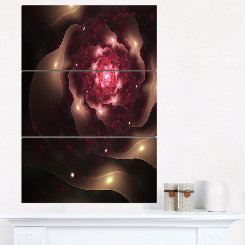 "Sparkling Dark Fractal Flower Digital" Metal Wall Art, 3 Panels, 28"x36"