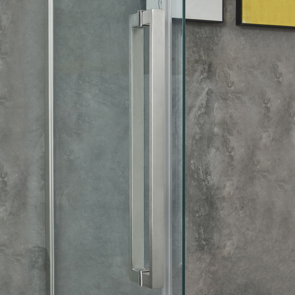 Bel Soft-Close Satin Nickel 48" Frameless Sliding Soft Close Shower Door