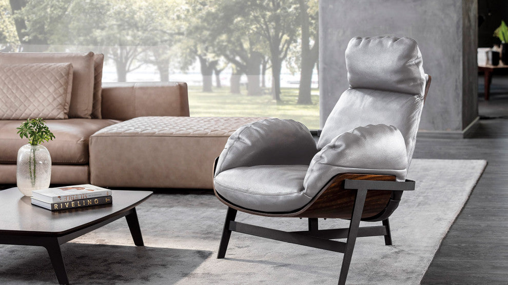Nativa Interiors Enzo Geniune Leather Chair, Grafitto