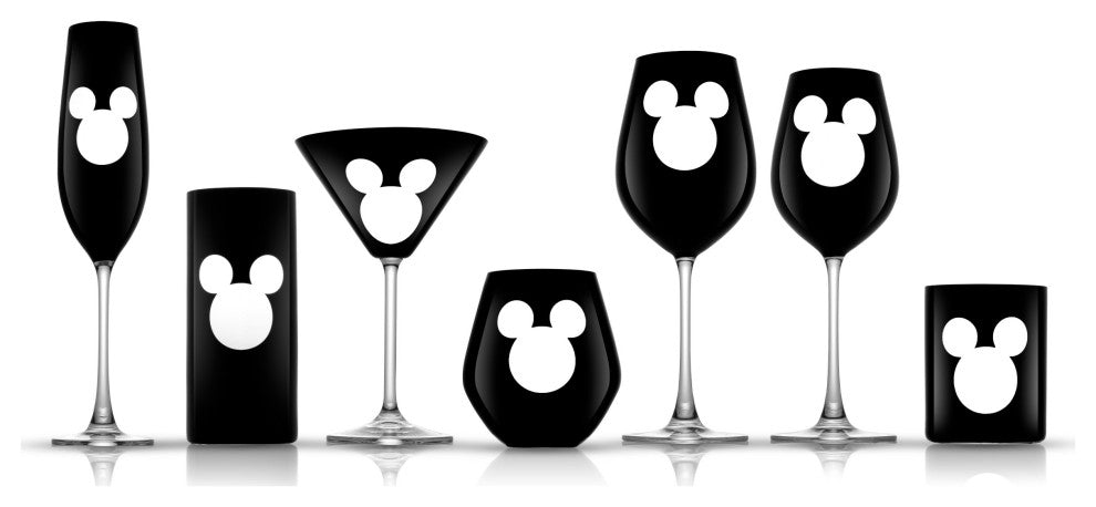 Disney Luxury Mickey Mouse Crystal Stemmed White Wine Glass 16 oz Set of 2