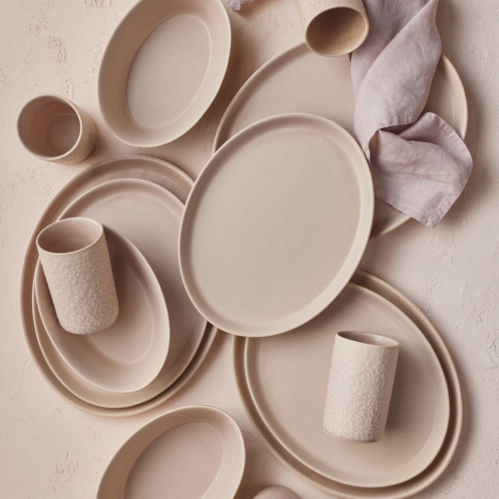 Stone by Mercer Project Katachi Stoneware 16 Piece Dinnerware Set, Nude