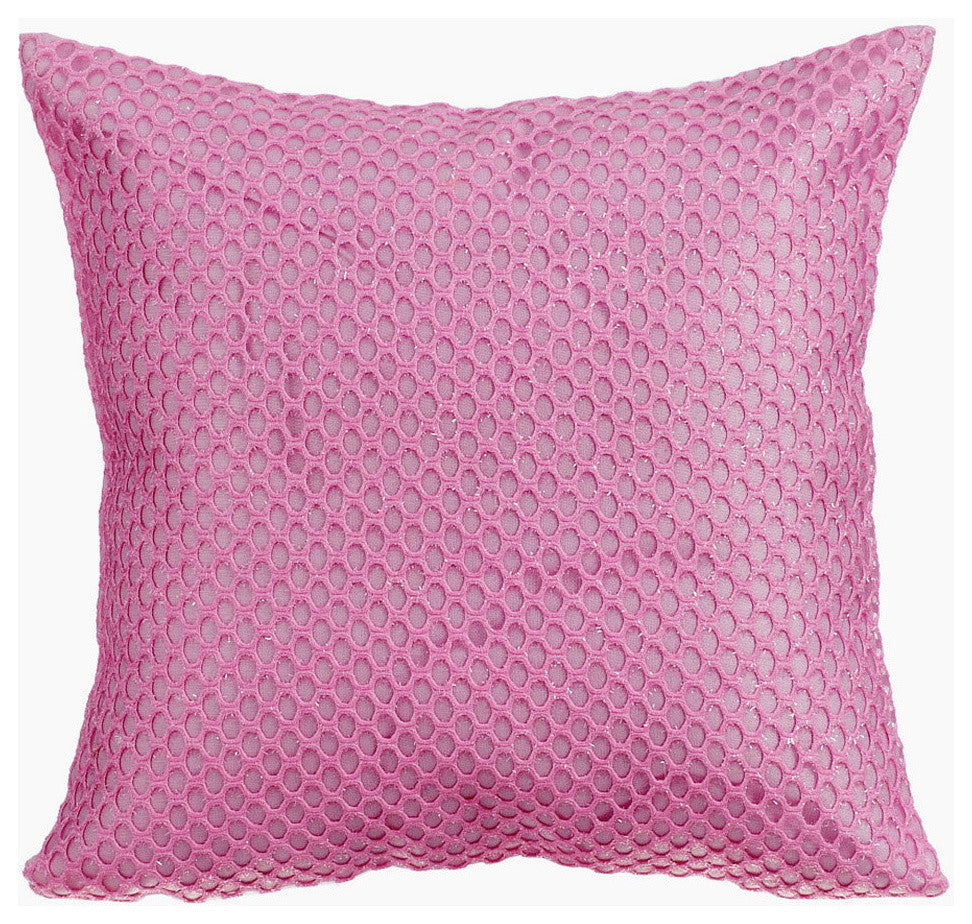 Pink Throw Pillow Covers 16"x16" Decorative Cushion Cover Silk, Pink Beehive