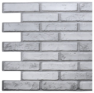 Off White Grey Bricks 3D Wall Panels, Set of 10, Covers 54.4 Sq Ft